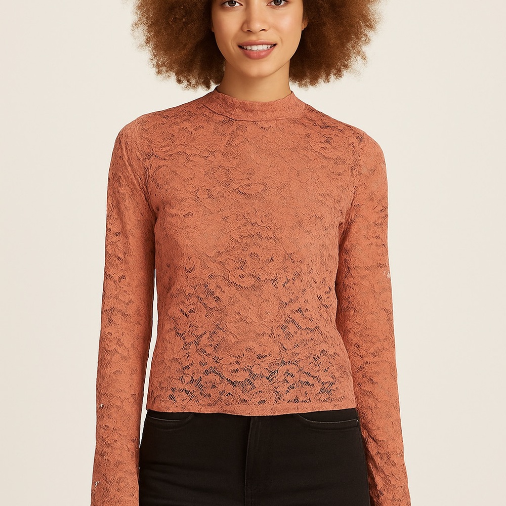 Koton Dusty Rose Lace Long Sleeve Top shirt formal– Size M/L 🌸